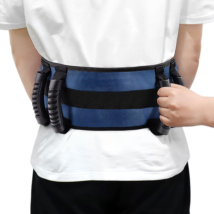LOSCHEN pārvietošanas gaitas josta, pastaigu josta ar 6 rokturiem, Cares Belt pārvietošanas palīglīdzeklis mobilitātes atbalstam vecāka gadagājuma cilvēkiem, staigāšanas drošības palīdzības ierīce (tumši zila)