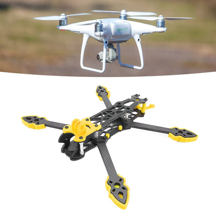 KENANLAN kvadrokoptera rāmja komplekts, FPV sacīkšu drona rāmis profesionāls 225 mm riteņu bāzes oglekļa šķiedras kvadrokoptera rāmis RC drona piederumi (dzeltens)