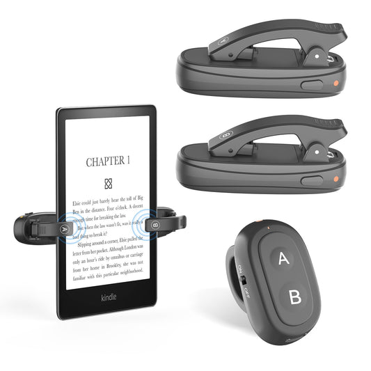 [2 klipi] UBUYUONE RF tālvadības pults lappušu pāršķiršanai lasīšanai Kindle, Paperwhite, Kobo, Finger Ring lappušu pāršķiršanai iPad, Android planšetdatoriem, e-grāmatu lasīšanai, romāniem un tālrunim, tālvadības kameras aizslēgs