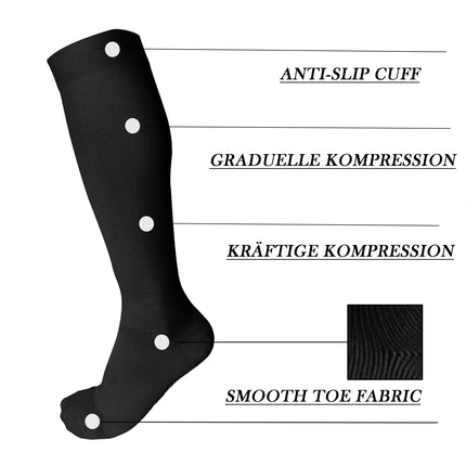 DDOBB 4 pāru kompresijas zeķes vīriešiem un sievietēm, atbalsta zeķes, kompresijas zeķes, atbalsta zeķes, ceļojumu zeķes lidojumiem, sportam, skriešanai, riteņbraukšanai (melnas*4, SM)