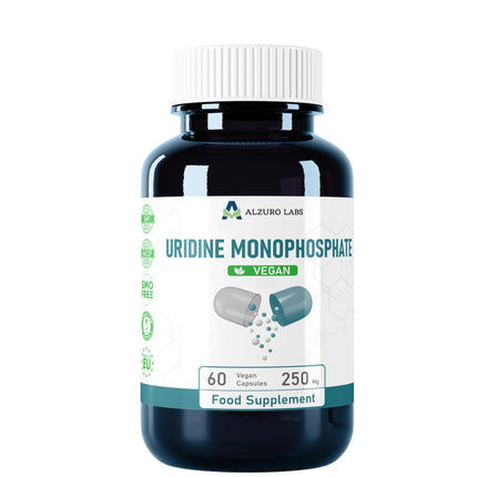 Alzuro Labs uridīna monofosfāts | 250 mg | 60 vegānu kapsulas | Augstas devas smadzeņu, atmiņas un nervu sistēmas atbalsts | 2 mēnešu krājums | Laboratorijā pārbaudīts GMP sertificēts uztura bagātinātājs