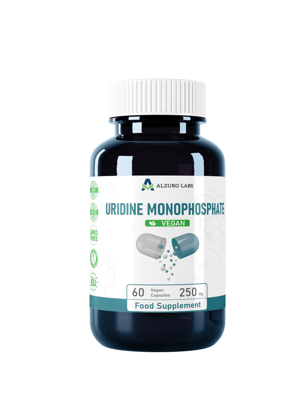 Alzuro Labs uridīna monofosfāts | 250 mg | 60 vegānu kapsulas | Augstas devas smadzeņu, atmiņas un nervu sistēmas atbalsts | 2 mēnešu krājums | Laboratorijā pārbaudīts GMP sertificēts uztura bagātinātājs