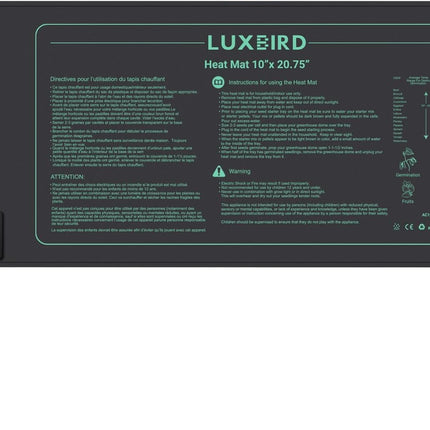 Luxbird apkures paklājiņš ar termostatu, 4 apkures paklājiņi ar 1 kontrolieri, iekštelpu siltumnīcas apkures paklājiņš 30 vati, vadība no viena uz daudziem, IP67 ūdensizturīgs, paklājiņa izmērs 52,7 x 25,4 cm