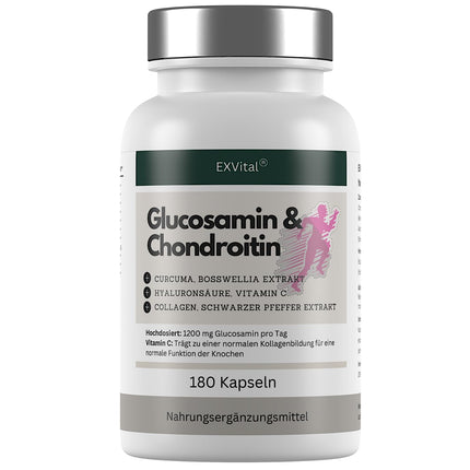 Glikozamīna hondroitīns augstā devā - 1200 mg dienā - ar kurkumu, vīraku, hialuronskābi, C vitamīnu, kolagēnu un piperīnu - 180 kapsulas, laboratoriski pārbaudītas