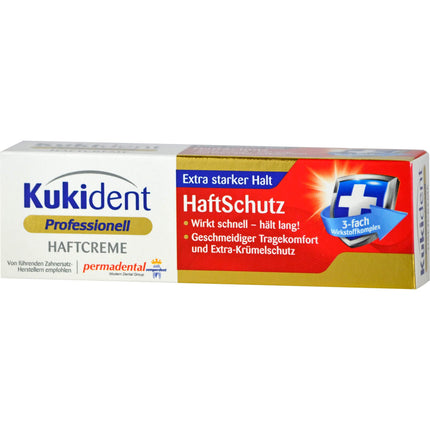 Kukident Professional līmējošais krēms - līmējoša aizsardzība protēzēm, īpaši spēcīga fiksācija - ātra, ilgstoša iedarbība - 1 x 40 g