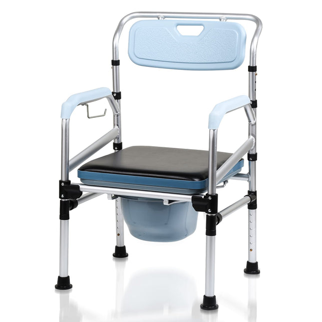 Jopassy tualetes krēsls, regulējams augstums 42-54 cm, ar polsterētu sēdekli un tualetes poda spaini, celtspēja līdz 160 kg, senioriem un grūtniecēm