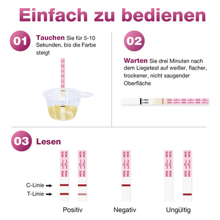 Easy@Home 20 x grūtniecības testi agrīnai noteikšanai 10 miu/ml - jutīgs un ātrs tests - agrīnas grūtniecības tests īpaši agrīnas grūtniecības testa strēmeles (20 HCG testi)