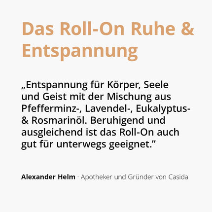 Casida® Roll-On "Miers un relaksācija" - pretstresa aromāta rullītis ķermeņa, prāta un dvēseles relaksācijai - aromātiskā eļļa, aromātiskā eļļa, ēteriskā eļļa aromātiskai kopšanai, esot ceļā - 10 ml (Miers un relaksācija)