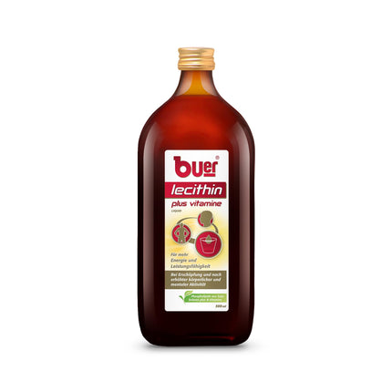 Buer Lecithin plus Vitamins: Sojas lecitīna šķidrums ar B2, B6, B12, B3 un B5 vitamīniem lielākai enerģijai un sniegumam, 500 ml