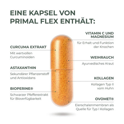 Primal Harvest® Joint Active Plus - 60 augstas devas un laboratorijā pārbaudītas kapsulas ar magniju un C vitamīnu - hialuronskābi, kolagēnu