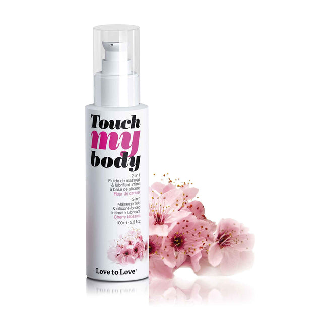 LOVE TO LOVE Touch My Body, Masāžas eļļa un lubrikants, ķiršu ziedi, 100 ml