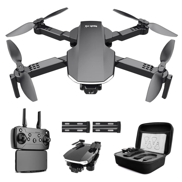 Tehnoloģisks RC drons ar kameru HD 1080P ar pārnēsāšanas somu pieaugušajiem lietošanai ārpus telpām. RC kvadrokopters, salokāms drons, tālvadības pults, 2 baterijas, 26 min. ilgs lidojuma laiks WLAN foto tiešraides video pārraide iesācējiem