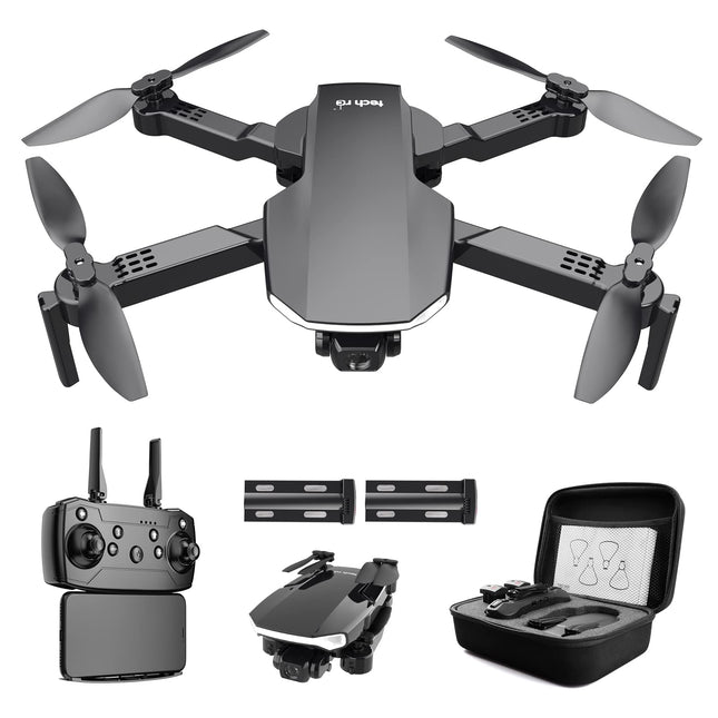 Tehnoloģisks RC drons ar kameru HD 1080P ar pārnēsāšanas somu pieaugušajiem lietošanai ārpus telpām. RC kvadrokopters, salokāms drons, tālvadības pults, 2 baterijas, 26 min. ilgs lidojuma laiks WLAN foto tiešraides video pārraide iesācējiem