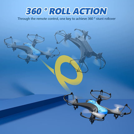 Drons iesācējiem RC mini drons ar divām baterijām 16 minūšu lidojuma laiks iekštelpās RC tālvadības drons 3D apgriešanas augstuma noturēšana RC kvadrokopters ar tālvadības pulti bērniem meitenēm, dēliem, zēniem, rotaļlietu dāvana