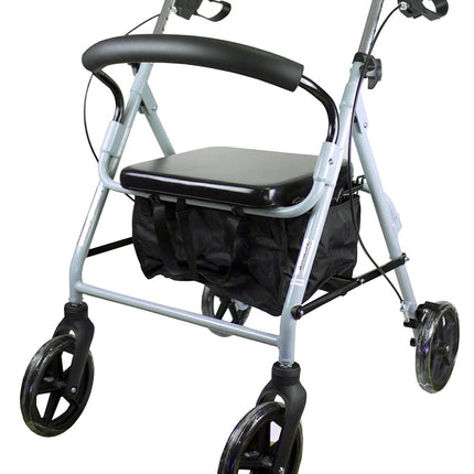 Mobiclinic®, Rollators, Lieli riteņi ceļam, Salokāms, Ar auduma grozu un sēdekli, Izgatavots no alumīnija, Viegls, Izturīgs, Bremzējoši rokturi, Eiropas zīmols, Modelis Sofia, Pelēks