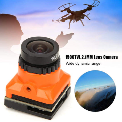 Kamera augstas izšķirtspējas 1500Tvl 2,1 mm objektīvs OSD kvadrokoptera dronam oranža FPV kamera