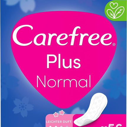 Carefree ikdienas ieliktnīši Plus Normal ar vieglu aromātu (56 gab. iepakojumā), īpaši absorbējoši ikdienas ieliktnīši, kas acumirklī ieslēdz šķidrumu, normāls izmērs