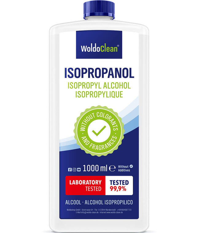Izopropanola 99,9% tīrīšanas spirts un attaukošanas līdzeklis - 1000 ml mājsaimniecībai, darbnīcām, elektronikai, stiklam, plastmasai un metālam