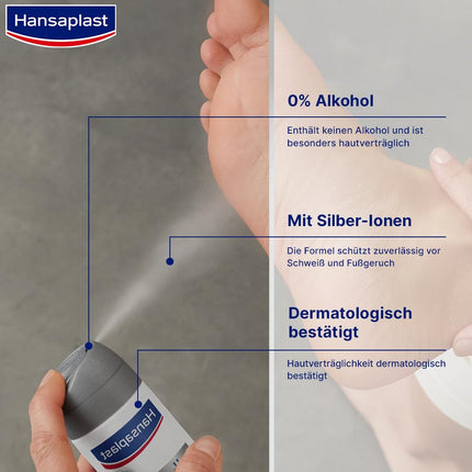 Hansaplast Silver Active pēdu aerosols (150 ml), pēdu dezodorants-antiperspirants ar 72 stundu aizsardzību pret pēdu nepatīkamo aromātu un sviedriem, aktīvais komplekss ar sudraba joniem