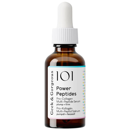 Geek &amp; Gorgeous Power Peptides serums – Ļoti efektīvs pretnovecošanās serums ar multipeptīdiem – Nostiprina ādu, samazina grumbas un uzlabo elastību – Veicina kolagēna ražošanu – 30 ml