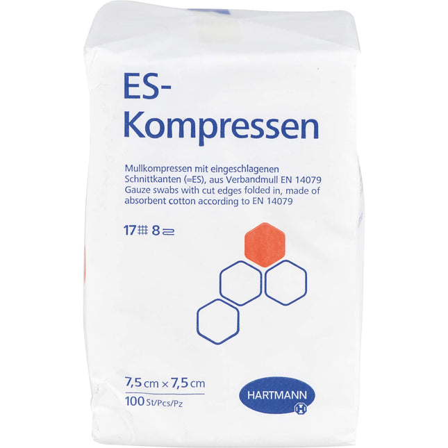 ES-KOMPRESSES nesterilas 7,5x7,5 cm 8 slāņu 100 gab.
