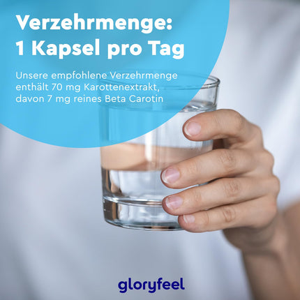 Beta karotīna iedeguma kapsulas - 200 vegānas kapsulas - Zīmola izejviela Lyc-O-Beta® no dabīga burkānu ekstrakta - Provitamīns A redzei, ādai un imūnsistēmai* - Izstrādāts Vācijā un laboratorijā pārbaudīts