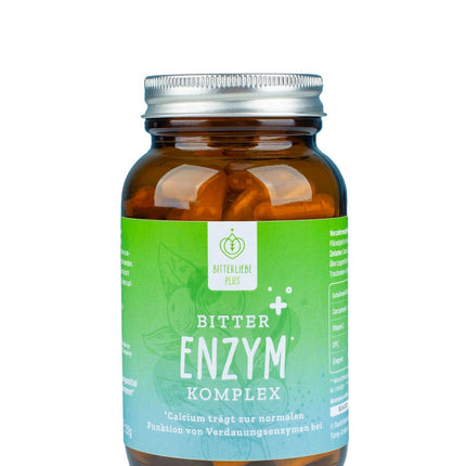 BitterLiebe Bitter Enzyme* kompleksa kapsulas ar 5 gremošanas enzīmiem - pret vēdera uzpūšanos - ar papaīnu, laktāzi, alfa-amilāzi, lipāzi un proteāzi - mēneša iepakojums
