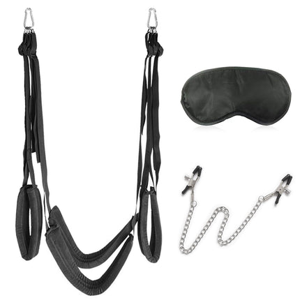 BDSMJOY Mīlestības šūpoles Seksa šūpoles Seksa rotaļlieta pāriem Ekstrēms sekss, Mīlestības šūpoles Seksa mēbeļu ierobežojumi Seksa komplekts ar krūtsgalu skavām Krūtsgala ķēde, aizsietām acīm Seksa gulta, Seksa šūpoles Kravnesība līdz 150 kg