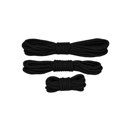EIS bondage virvju komplekts, 3 daļas | BDSM bondage virves pāriem | 3,5 m un 10 m garumi | Izturīgas un mīkstas verdzības virves jutekliskām verdzības spēlēm un erotiskiem piedzīvojumiem | Melns