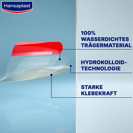 Hansaplast Plaster Second Skin Protection Regular (6 strēmeles), plāns un elastīgs hidrokoloīdais plāksteris ar dziedinošo kapsulu tehnoloģiju, ūdensizturīgs brūču plāksteris ar īpaši spēcīgu fiksāciju vismaz 72 stundas