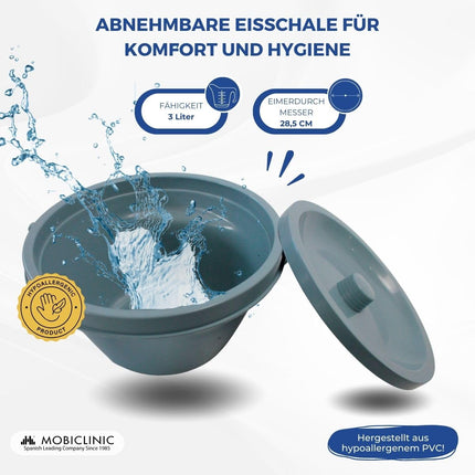 Mobiclinic®, Tualešu krēsls, Ar vāku, Noņemams spainis, Regulējams 5 augstumos, Modelis Arroyo, Neslīdoši kāju uzlikas, Roku balsti, Atbalsta līdz 100 kg, Krēsla tualete, Tērauds
