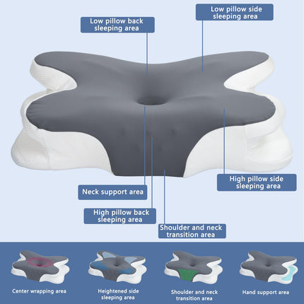 Dzemdes kakla spilvens kakla sāpju mazināšanai, Elegear Contour Memory Foam spilvens ergonomisks kakla atbalsts sānu muguras gulētājiem uz vēdera