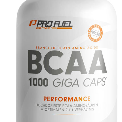 BCAA 1000 Giga kapsulas - augsta deva ar 8000 mg BCAA - 300x BCAA kapsulas ar 1000 mg BCAA katrā optimālā attiecībā 2:1:1 - neaizvietojamās aminoskābes leicīns, izoleicīns un valīns - laboratorijā pārbaudīts, 100% vegāns