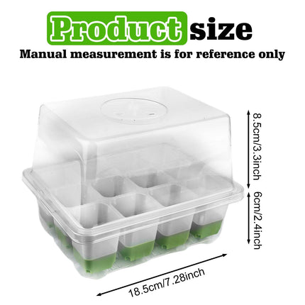 Leikurvo iekštelpu siltumnīcas stādu kaste, atkārtoti lietojama stādu paplāte ar 12 stādīšanas caurumiem un paceltu vāku, mini siltumnīcas stādu paplātes augiem, garšaugiem, ziediem, dārzeņiem, augļiem