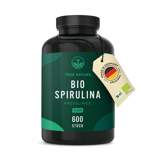 Organiskās spirulīnas tabletes – 600 tabletes (500 mg) – 4000 mg augsta deva – Organiskas aļģes no sertificētas bioloģiskās lauksaimniecības – Vegāns – TRUE NATURE®