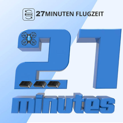 4DRC V8 mini drons bērniem, RC kvadrokoptera mini drons ar 3 baterijām, 27 min. Ilgs lidojuma laiks, rokas sensors, automātiska augstuma saglabāšana, 360° rotācija, bezgalvas režīms, vienas pogas iedarbināšana iesācējiem, zils