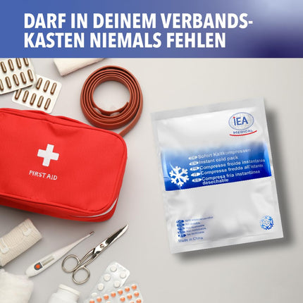 IEA medicīniskā tūlītējas saaukstēšanās komprese (15,3 x 12,7 cm) 10 gab. | Vienreizējās lietošanas ledus kompreses sasitumiem, kukaiņu kodumiem un citiem ievainojumiem | Viegli lietojami dzesēšanas spilventiņi | Daudzpusīga balta