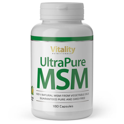 MSM augsta deva, īpaši tīras MSM kapsulas ar 1000 mg metilsulfonilmetāna, 180 kapsulas 6 mēnešiem, bez liekām piedevām Vitality Nutritionals no VitaminExpress