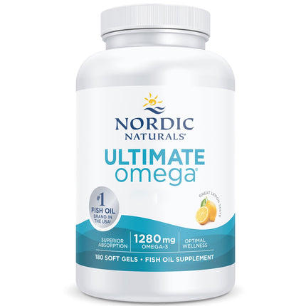 Nordic Naturals, Ultimate Omega, 180 bezglutēna mīkstās kapsulas, 1280 mg Omega-3 vienā porcijā, bez sojas, bez ĢMO, citronu garša