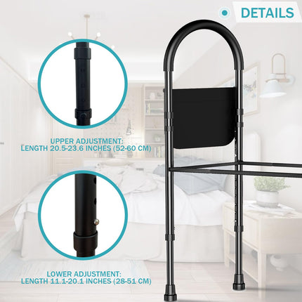 Kaucytue drošības gultas margas Drošas gultas margas vecāka gadagājuma cilvēkiem ar uzglabāšanas somu un atbalsta kājām, gultas margu aizsardzība pret kritieniem, gultas stāvvada gultas rokturis ar regulējamu augstumu