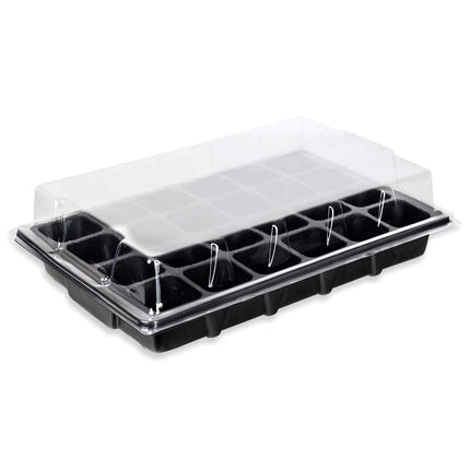 Schramm® 4 daļu audzēšanas komplekts siltumnīcas audzēšanas paplātes podiem iekštelpu siltumnīcai 38,5 x 24 x 7 cm 96 audzēšanas podiem audzēšanas komplekts mini siltumnīca melna