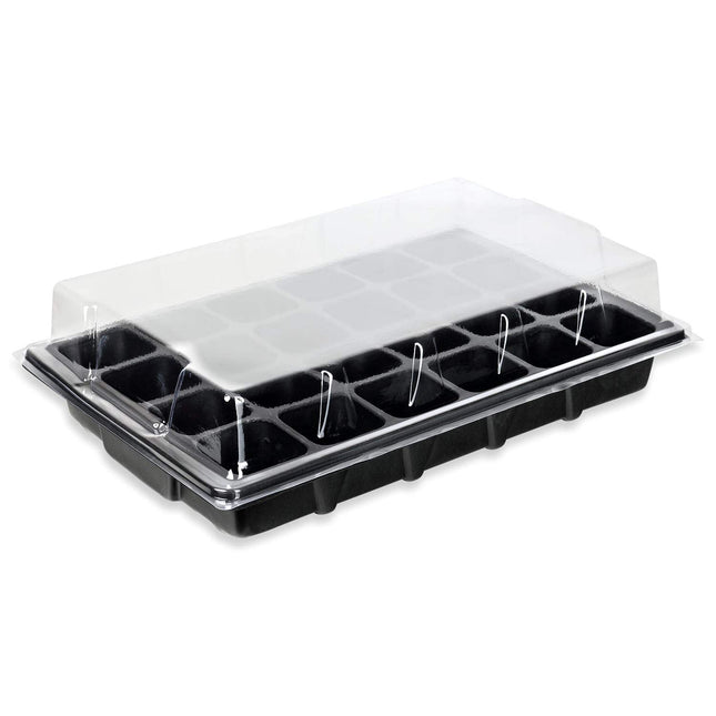 Schramm® audzēšanas komplekts, siltumnīca, audzēšanas paplātes, podi, iekštelpu siltumnīca, 38,5 x 24 x 6 cm, 24 audzēšanas podiem, audzēšanas komplekts, mini siltumnīca, melna