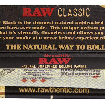 RAW Black Classic, Kingsize Slim papīri, 32 īpaši plāni papīri bukletā, 10 bukleti