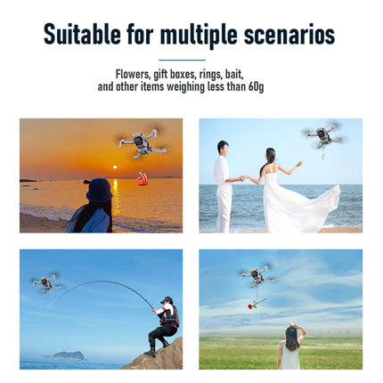 LICHIFIT Drone Airdrop sistēma, universāla DJI Mini 4K / Mini 4 Pro/Mini 3 Pro droniem, transportēšanas, piegādes, kravas atbrīvošanas un nomešanas ierīce