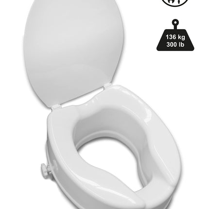PEPE Mobility - paaugstināts tualetes poda sēdeklis ar vāku 10 cm, balts