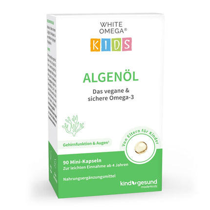 Aļģu eļļas kapsulas bērniem – vegāniskā Omega-3 – bez karagināna – 330 mg DHA no aļģēm – 90 mini kapsulas (1 mēnesis)