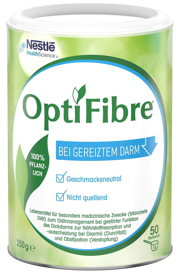 OptiFibre 250 g šķīstošās šķiedrvielas bundžiņa kairinātām zarnām var atjaunot zarnu floru un normalizēt barības vielu uzsūkšanos. 100% augu izcelsmes, bezgaršīgs, viegli šķīstošs, bez uzbriest.