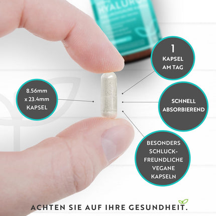 Nutravita® 600 mg hialuronskābes kapsulas ar augstu devu - ar 600 mg vienā kapsulā - 500-700 kDa - 90 kapsulas (3 mēneši) - Partijas testēšana un sertifikācija neatkarīgā Vācijas laboratorijā - Vegāns