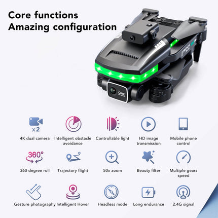 S162 FPV RC drons, 4K HD divu kameru WiFi kvadrokopters ar lidošanu ar ceļa punktiem, regulējams ātrums, 360° pagriezieni, automātiska fotografēšana, automātiska nolaišanās.