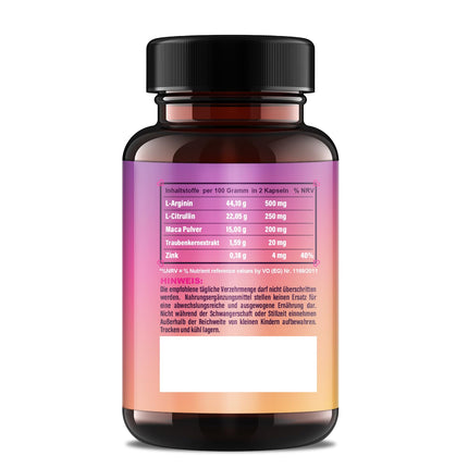 Pure Passion® Libo Booster Woman - Tūlītēja iedarbība - Kapsulas sievietēm - Augsta deva ar maka, cinku un L-arginīnu - Bez mākslīgām piedevām - Sabalansētam un apzinātam dzīvesveidam